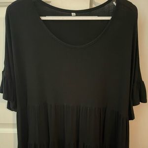 Rainlin Women Casual Plus Size Summer Tops Ruffle Short Sleeve Tunic Shirt